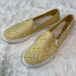 Keds Women's Size 11 Double Decker Ditsy Floral Yellow Shoes Canvas Sneakers